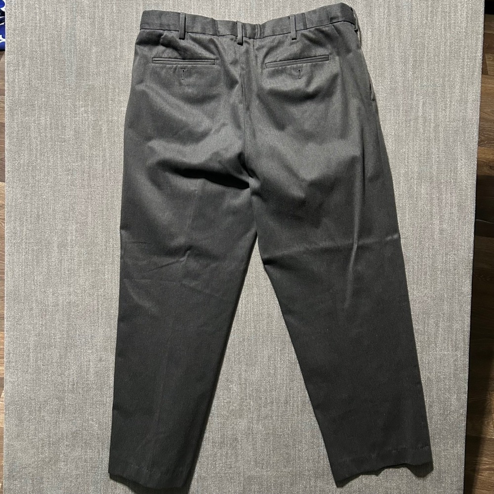 Lands End Dress Pants Mens 38 Charcoal Gray Traditional Fit Pleated Cotton - Picture 3 of 6